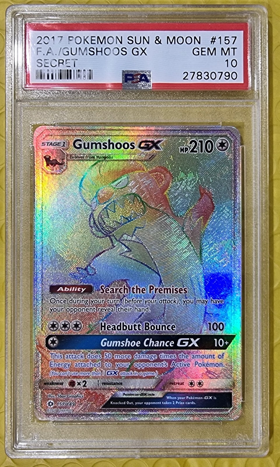 2017 Pokemon Sun & Moon Full Art/Gumshoos GX Secret 157