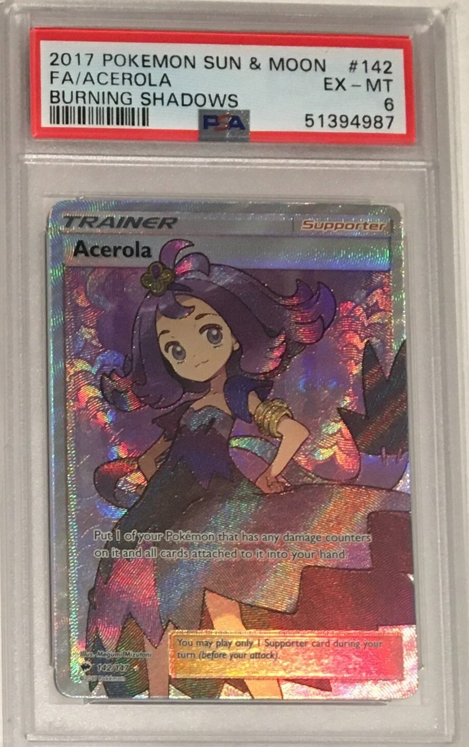 2017 Pokemon Sun & Moon Burning Shadows Full Art/Acerola 142