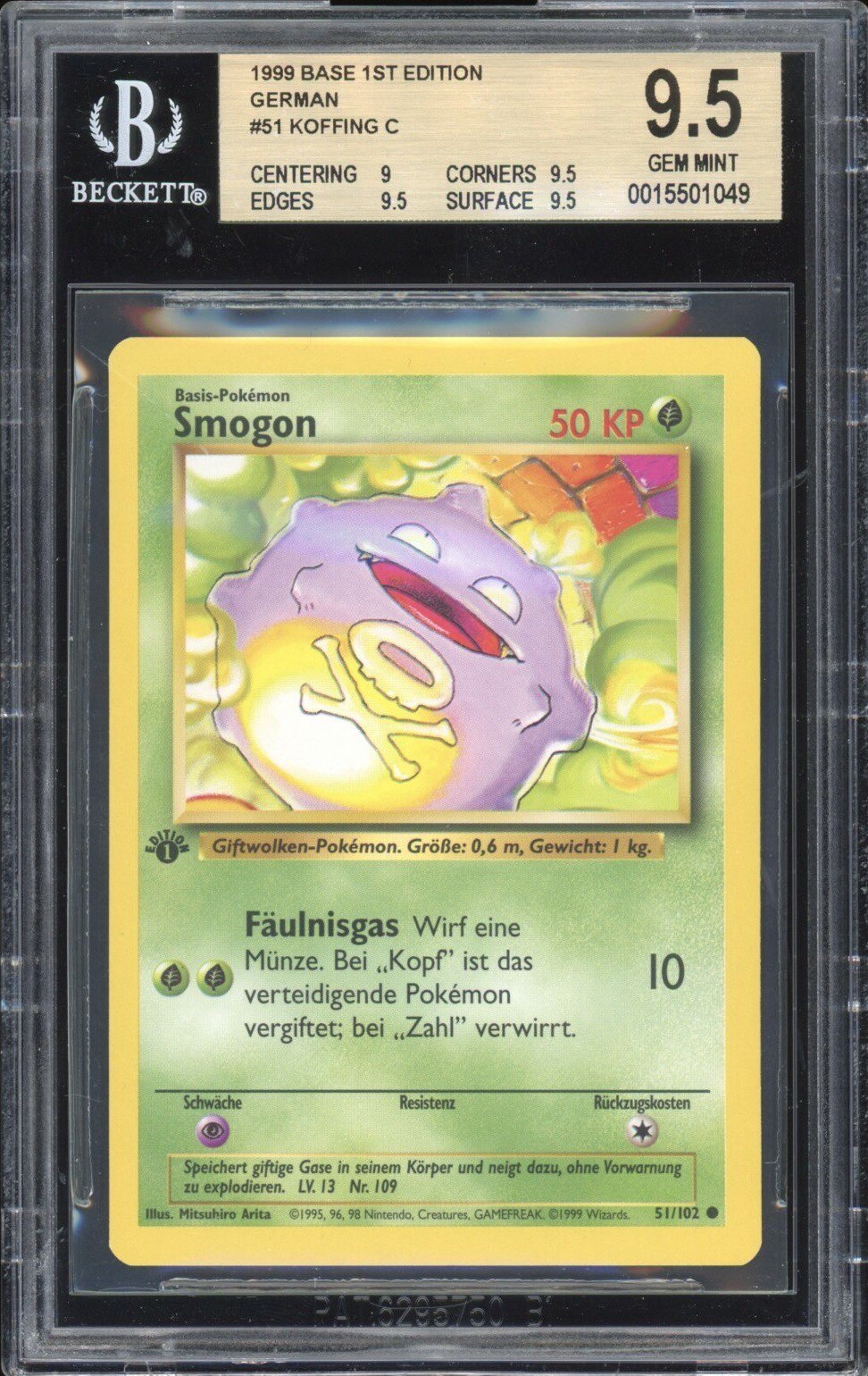 1999 Pokemon Base 1st Edition German Koffing C 51