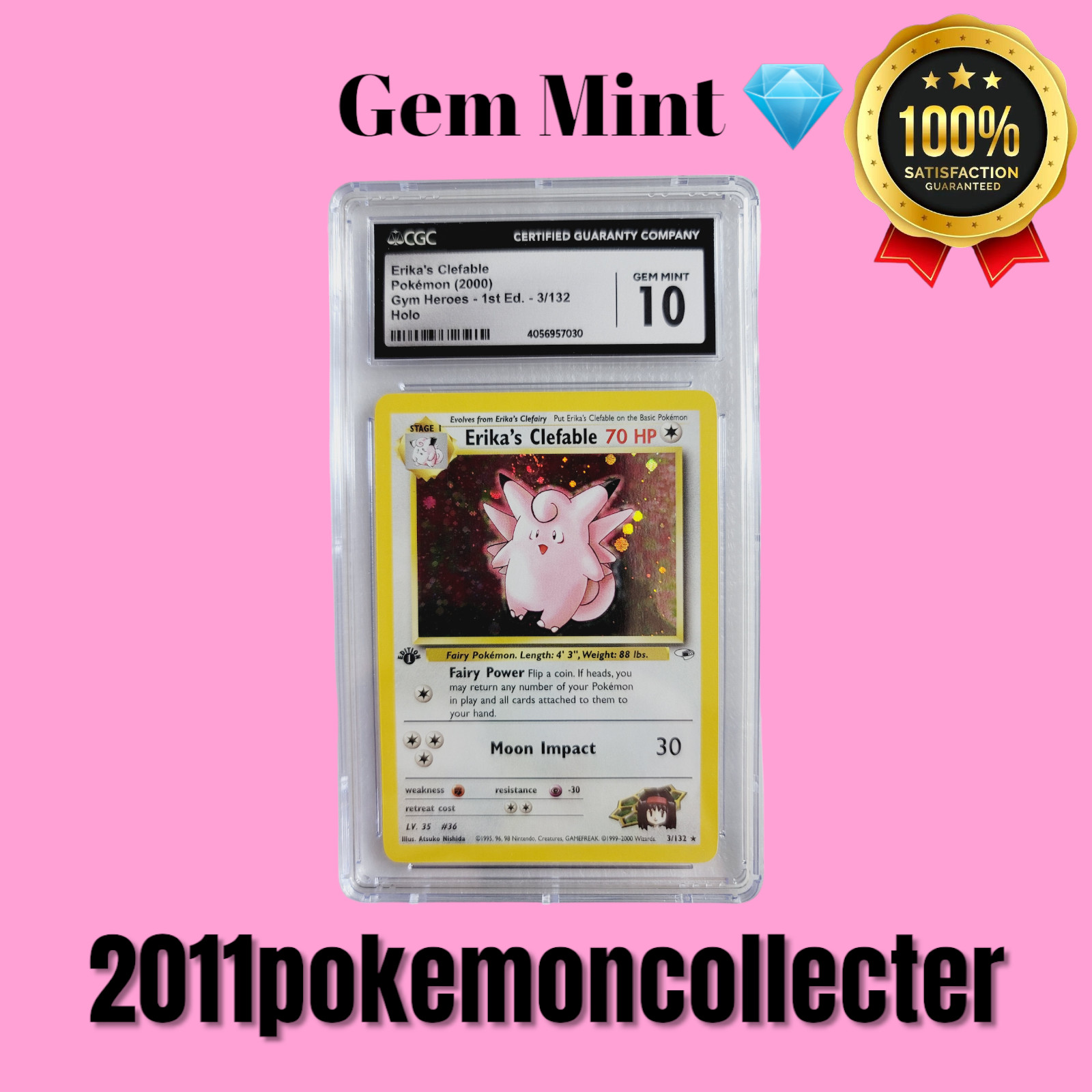 2000 Gym Heroes - 1st Edition - English Erika's Clefable Rare Holo 3/132