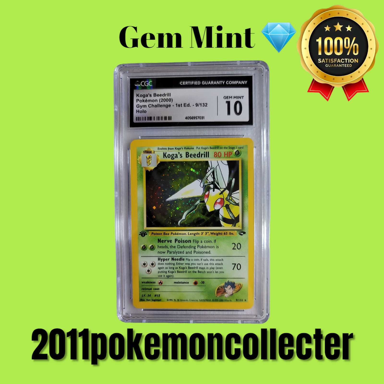 2000 Gym Challenge - 1st Edition - English Koga's Beedrill Rare Holo 9/132