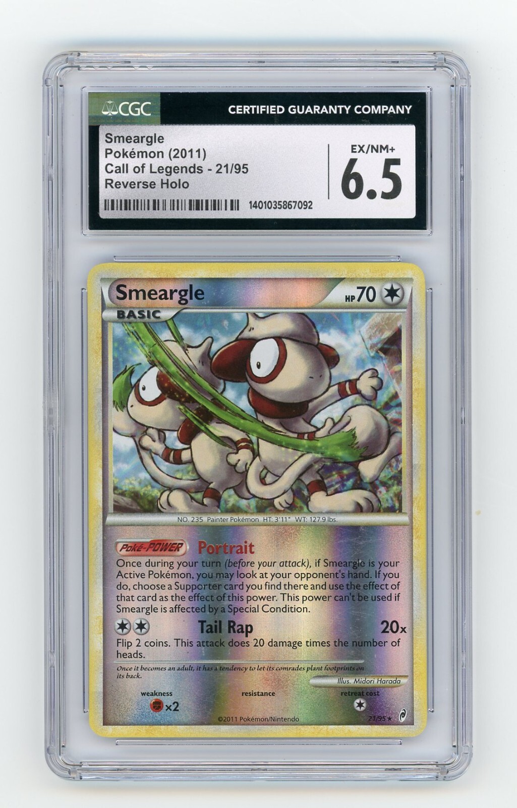 2011 Call of Legends - English Smeargle Rare Reverse Holo 21/95