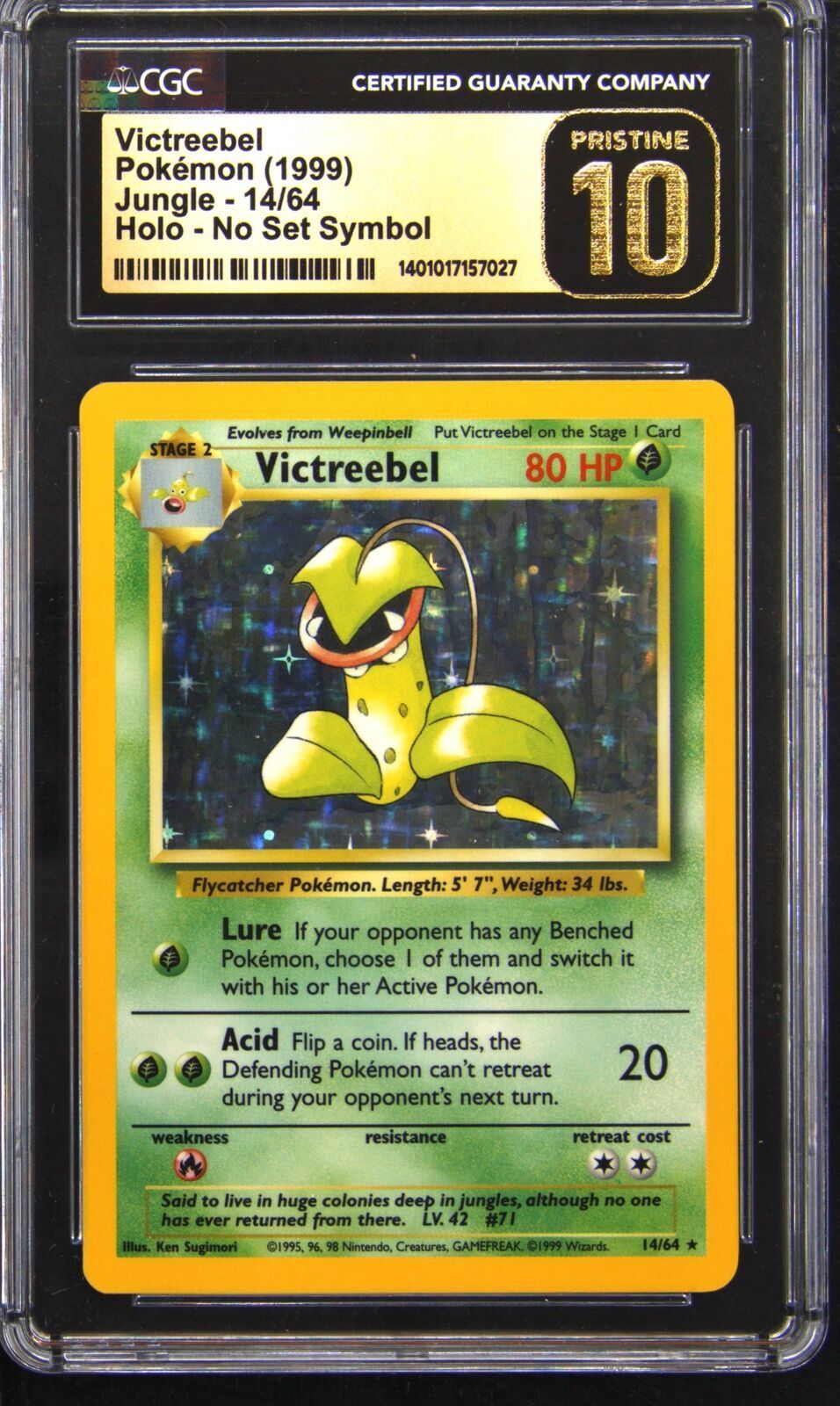 1999 Jungle - Unlimited - English Victreebel Rare No Set Symbol Holo 14/64
