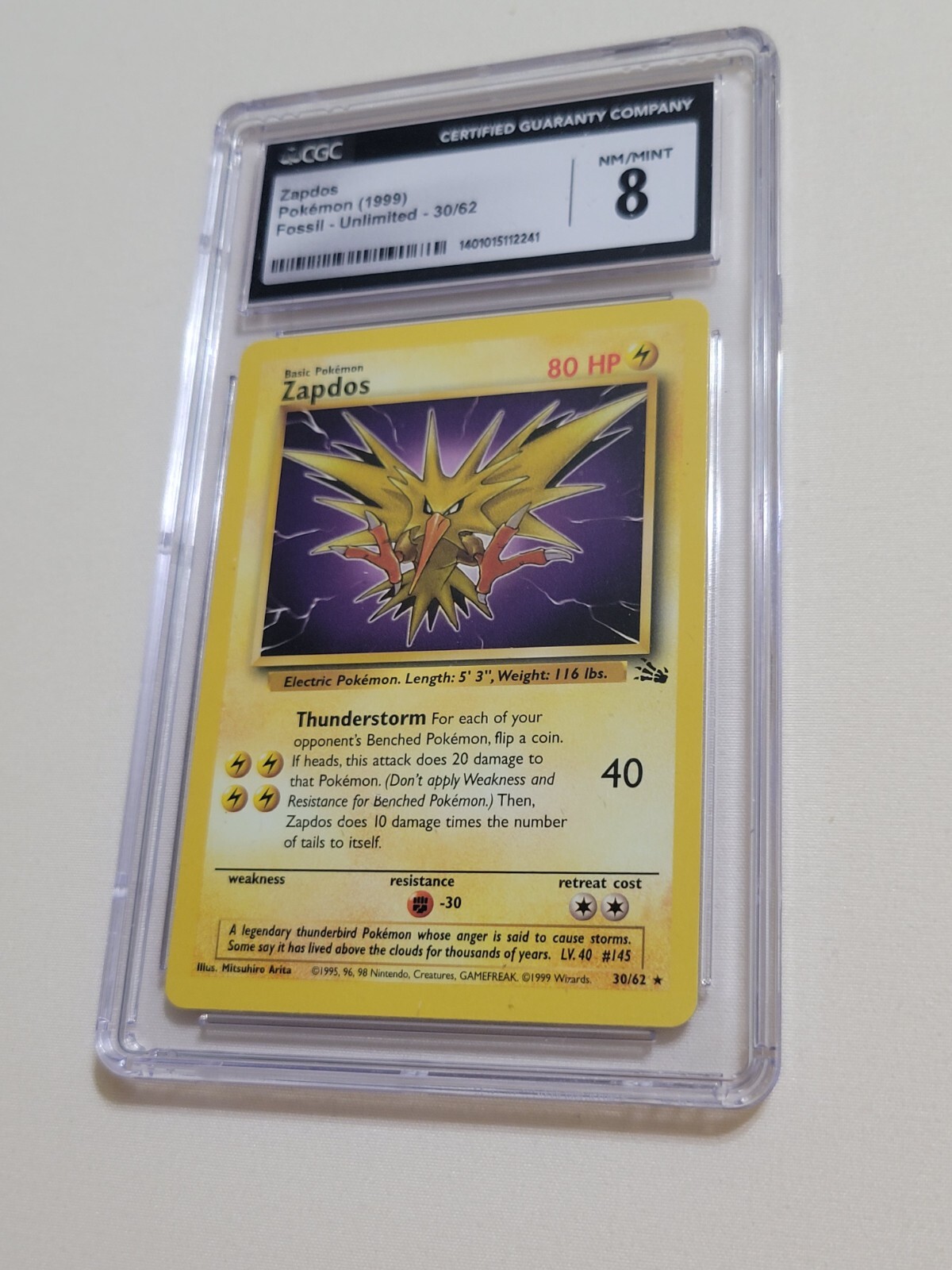1999 Fossil - Unlimited - English Zapdos Rare 30/62