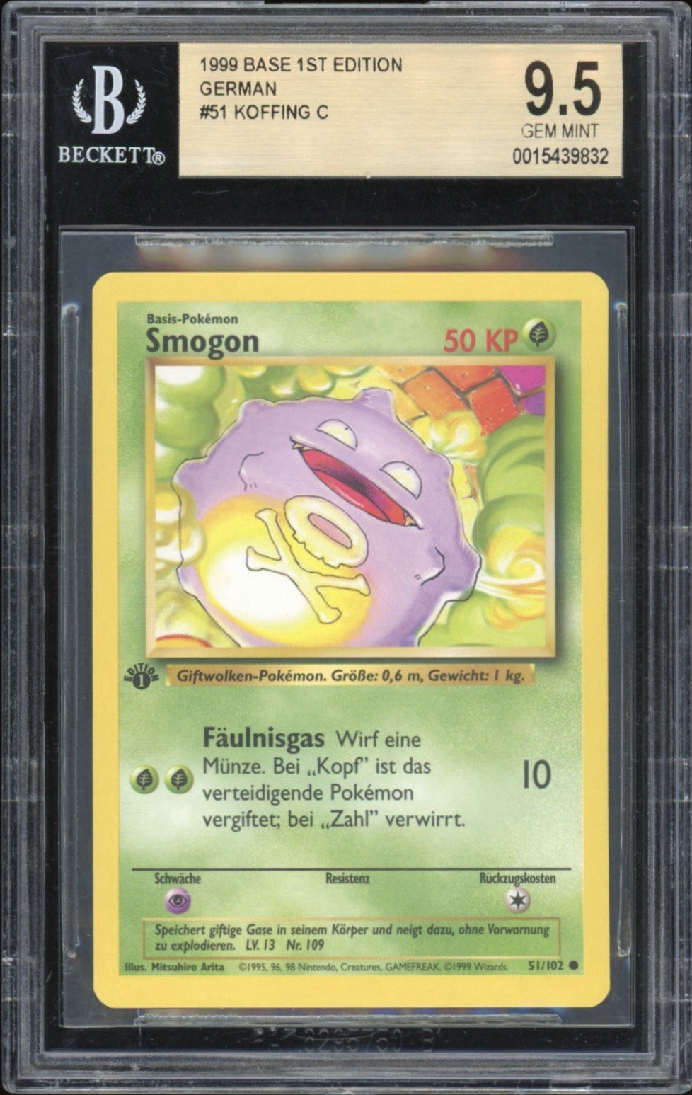 1999 Pokemon Base 1st Edition German Koffing C 51