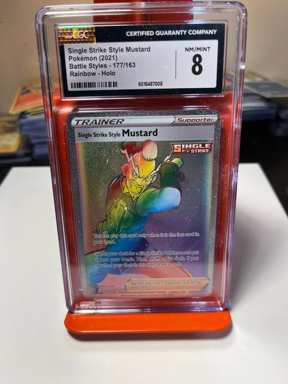 2021 Battle Styles - English Single Strike Style Mustard Rainbow Rare Rainbow Rare Holo 177/163