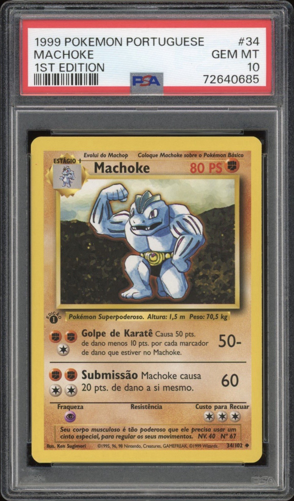 1999 Pokemon Portuguese Machoke 1st Edition 34