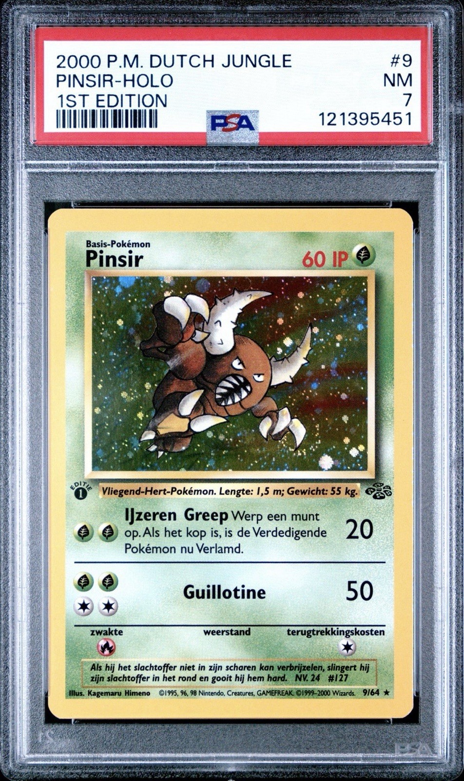 2000 Pokemon Dutch Jungle Pinsir-Holo 1st Edition 9