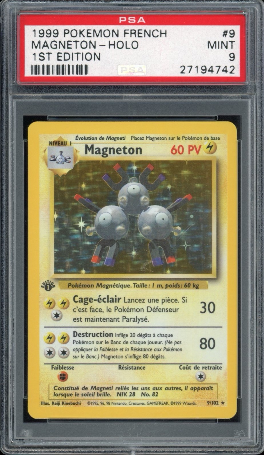 1999 Pokemon French Magneton-Holo 1st Edition 9