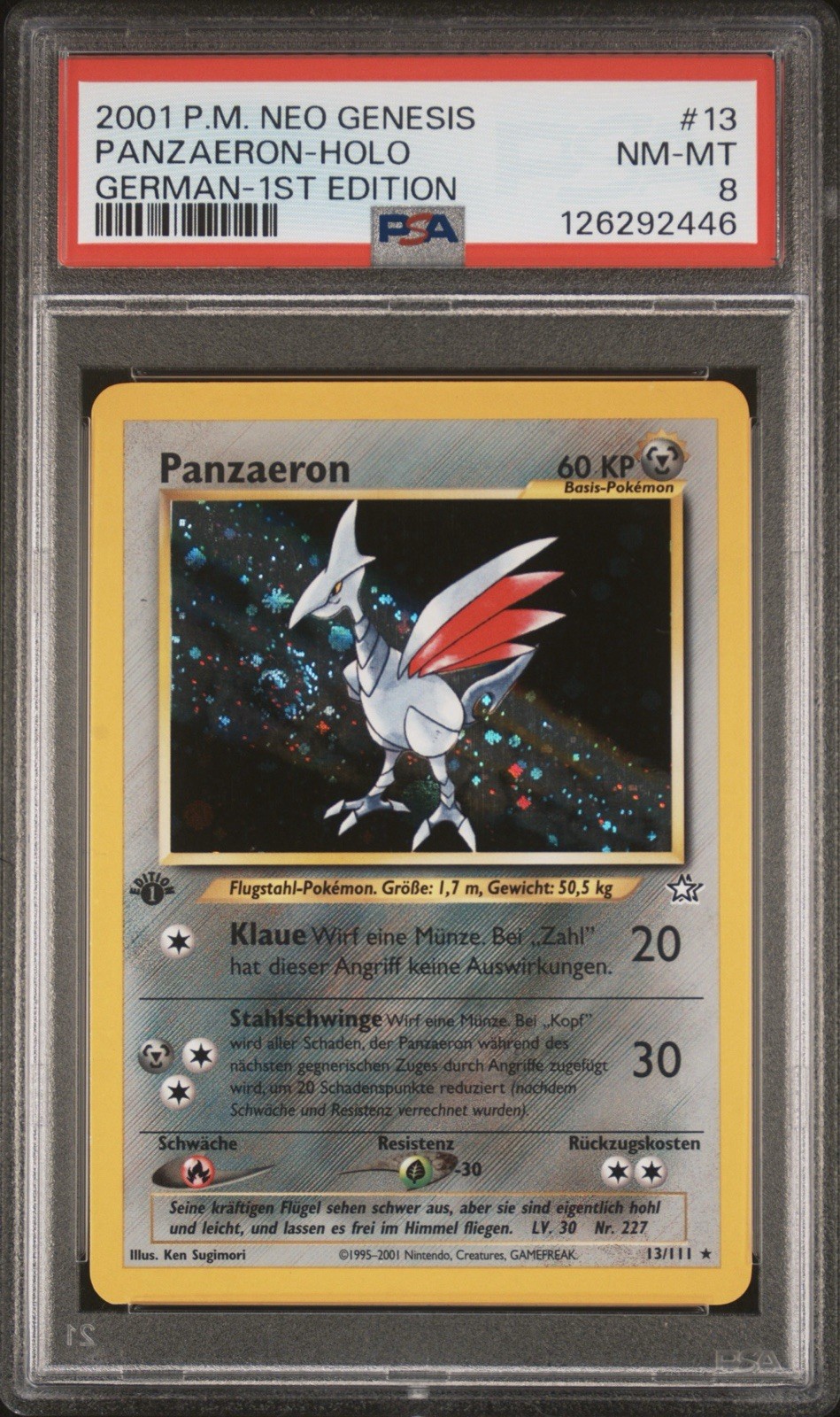 2001 Pokemon German Neo Genesis Panzaeron-Holo 1st Edition 13