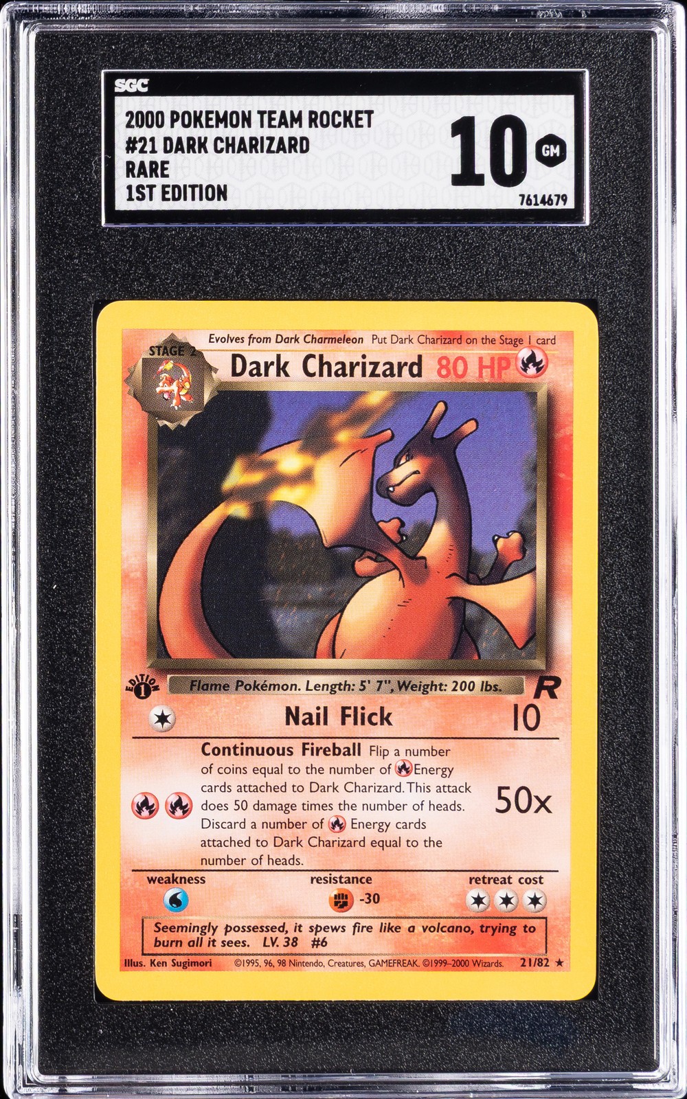 2000 Pokemon Team Rocket Dark Charizard Rare 1st Ed. 21