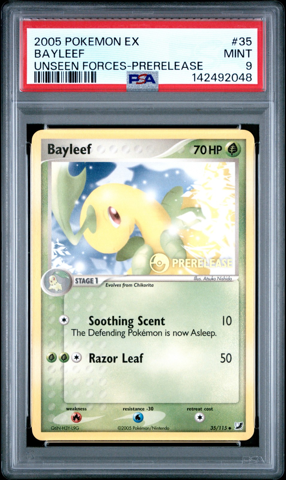 2005 Pokemon EX Unseen Forces Bayleef Prerelease 35