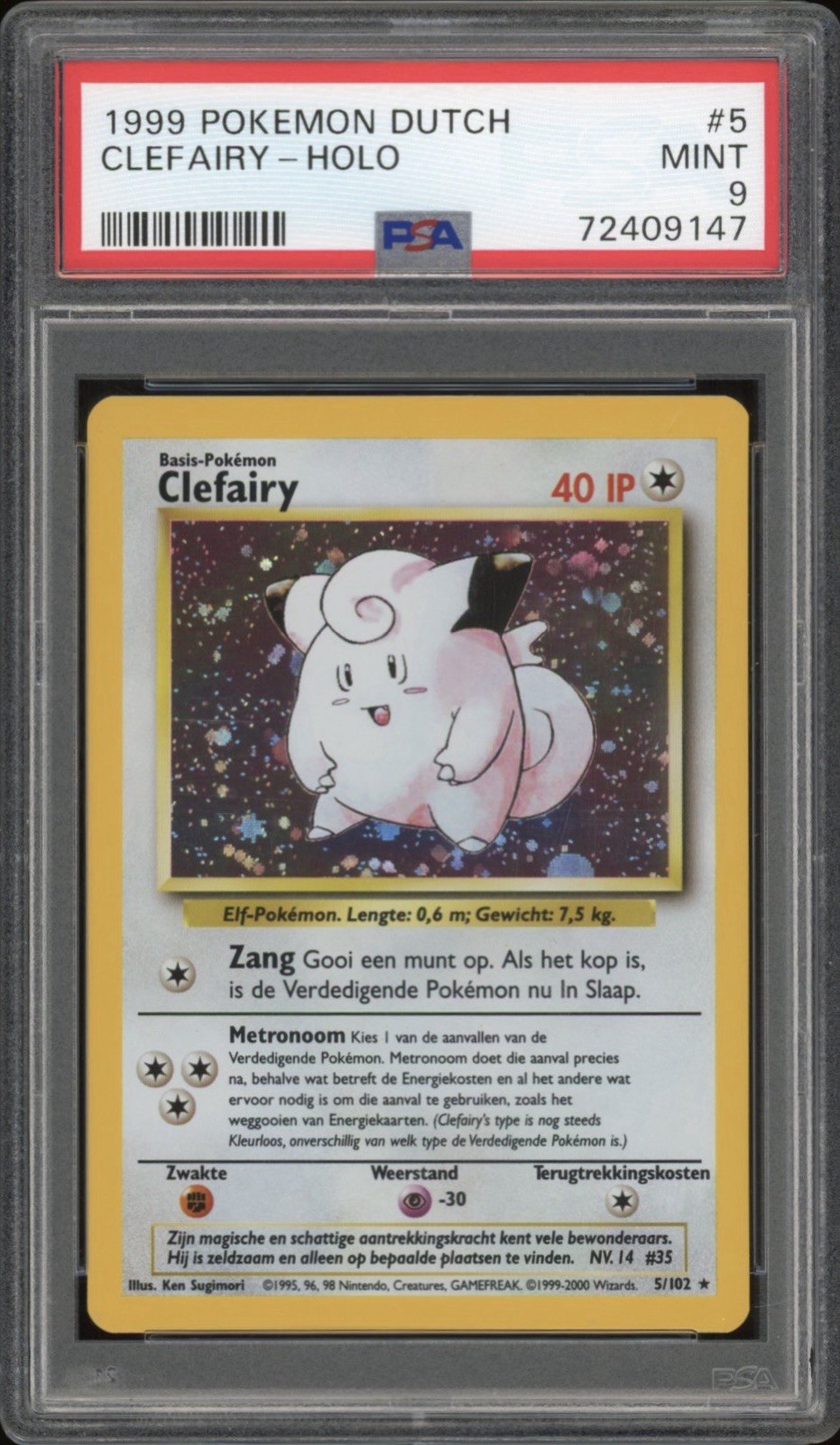 1999 Pokemon Dutch Clefairy-Holo 5