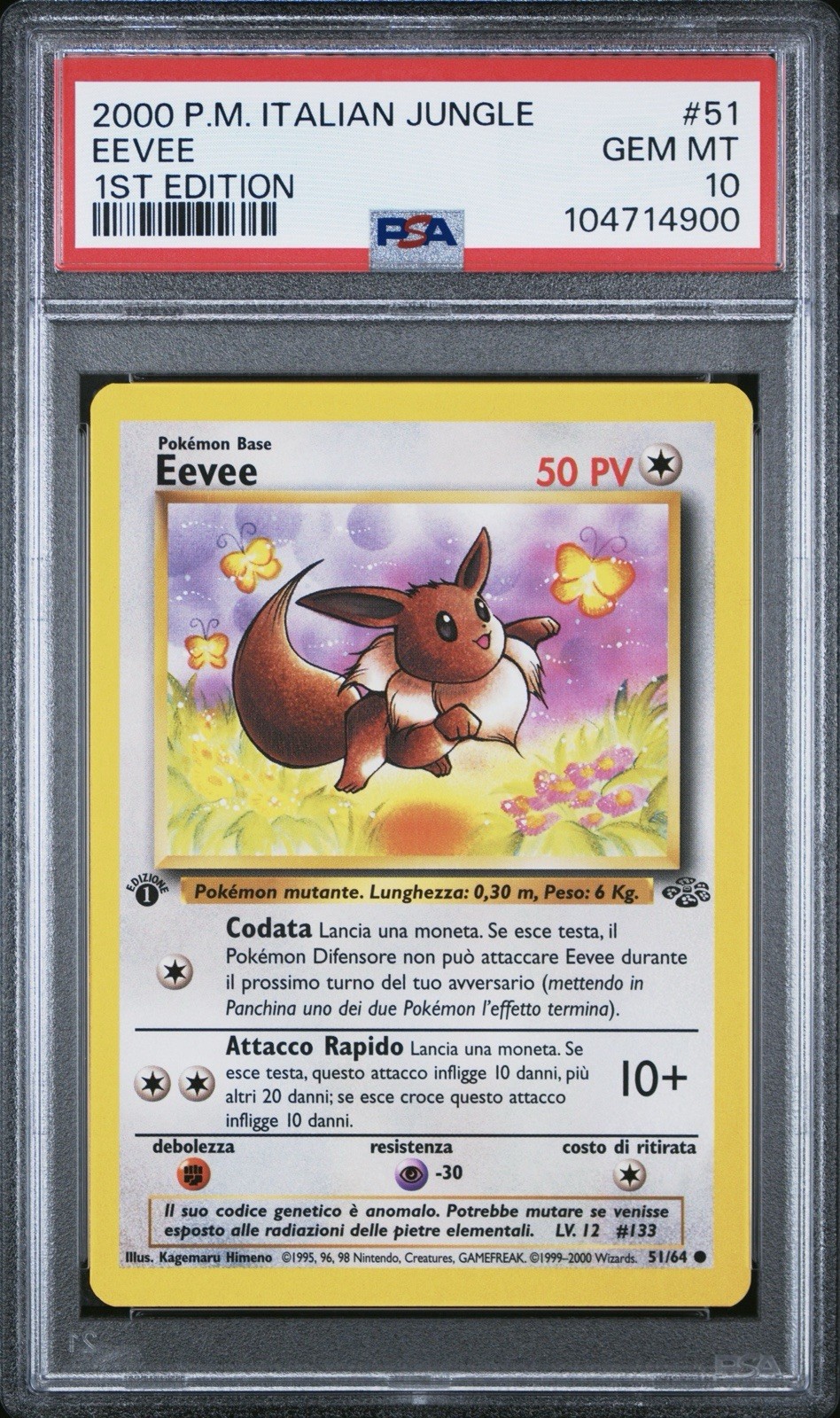 2000 Pokemon Italian Jungle Eevee 1st Edition 51
