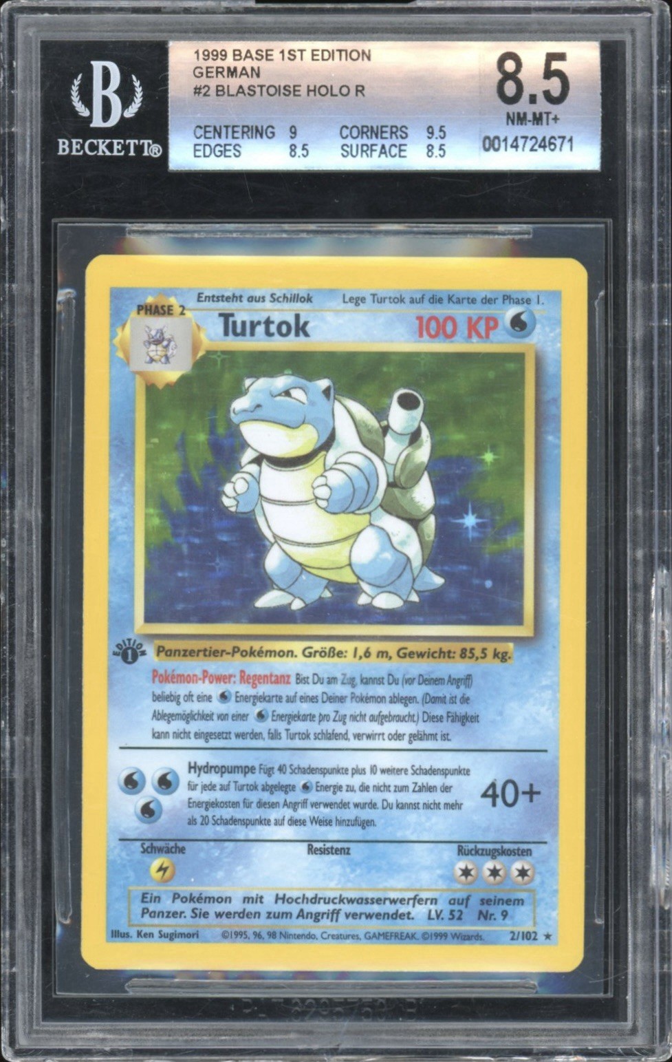 1999 Pokemon Base 1st Edition German Blastoise HOLO R 2
