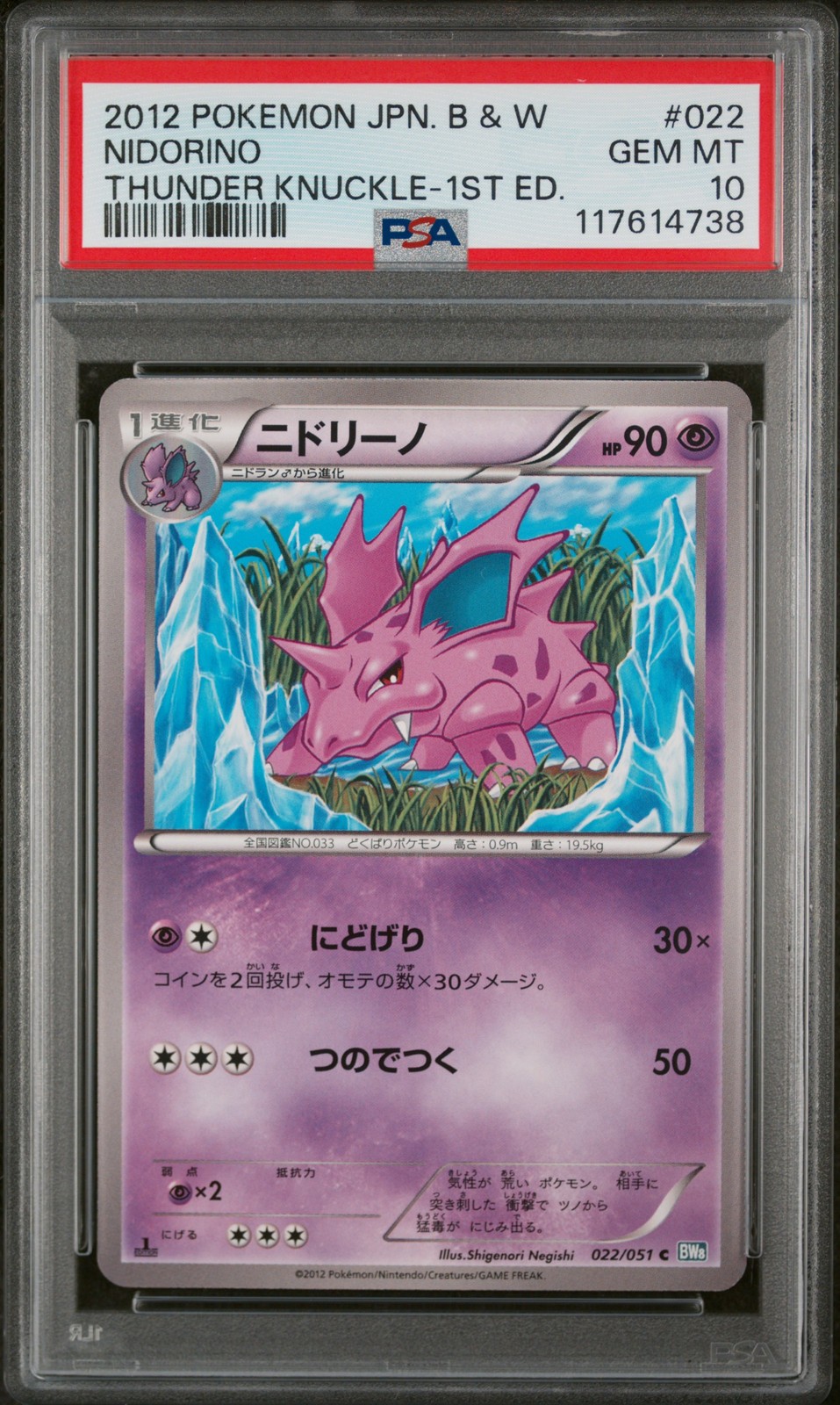 2012 Pokemon Japanese Black & White Thunder Knuckle Nidorino 1st Edition 022
