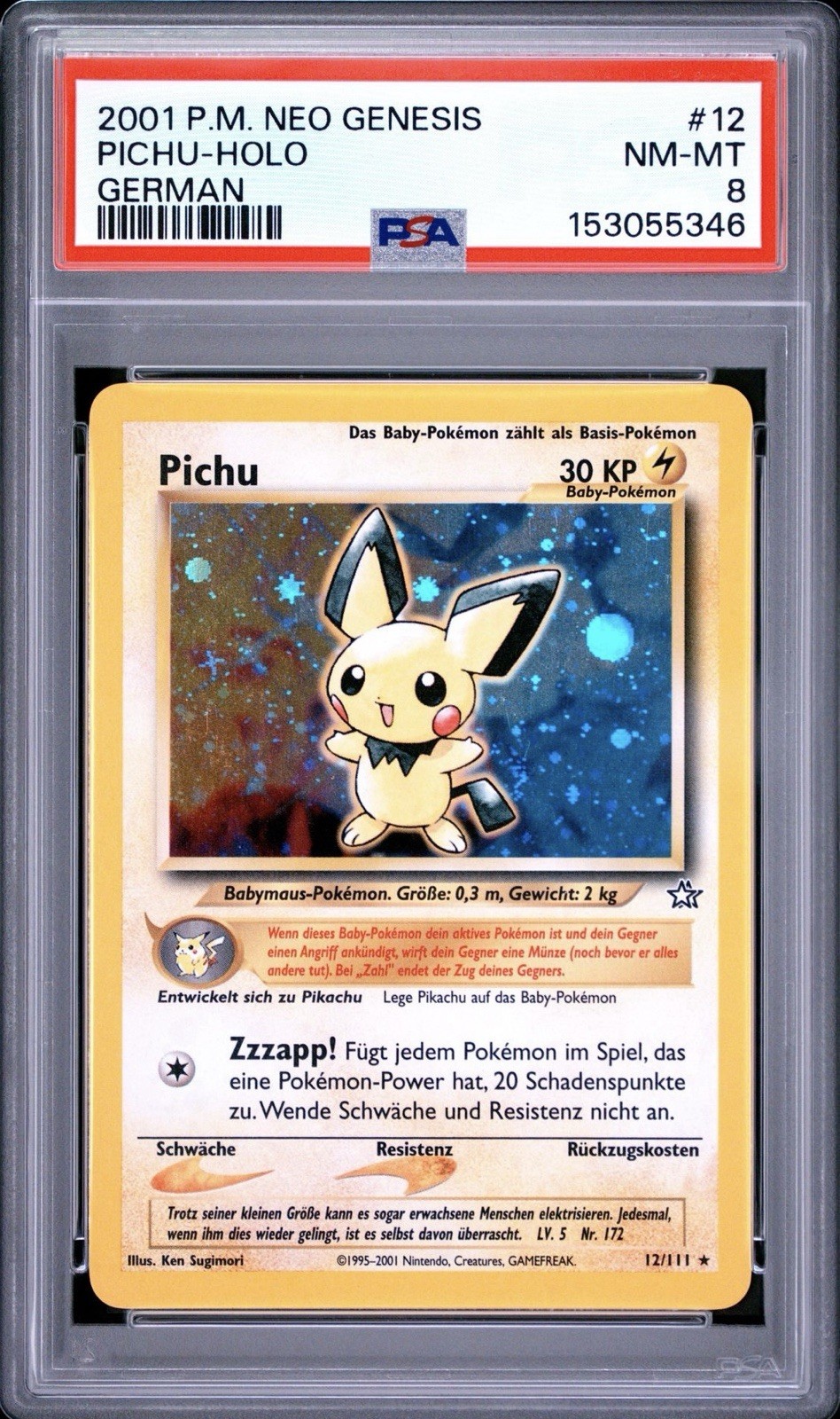 2001 Pokemon German Neo Genesis Pichu-Holo 12