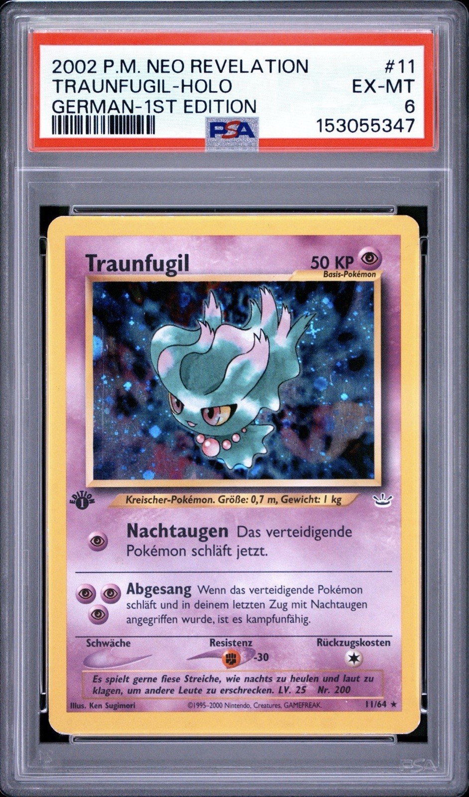 2002 Pokemon German Neo Revelation Traunfugil-Holo 1st Edition 11
