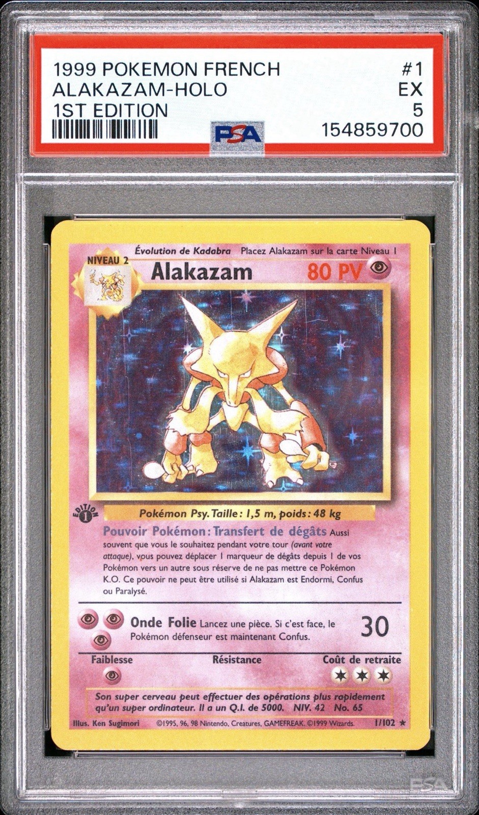 1999 Pokemon French Alakazam-Holo 1st Edition 1