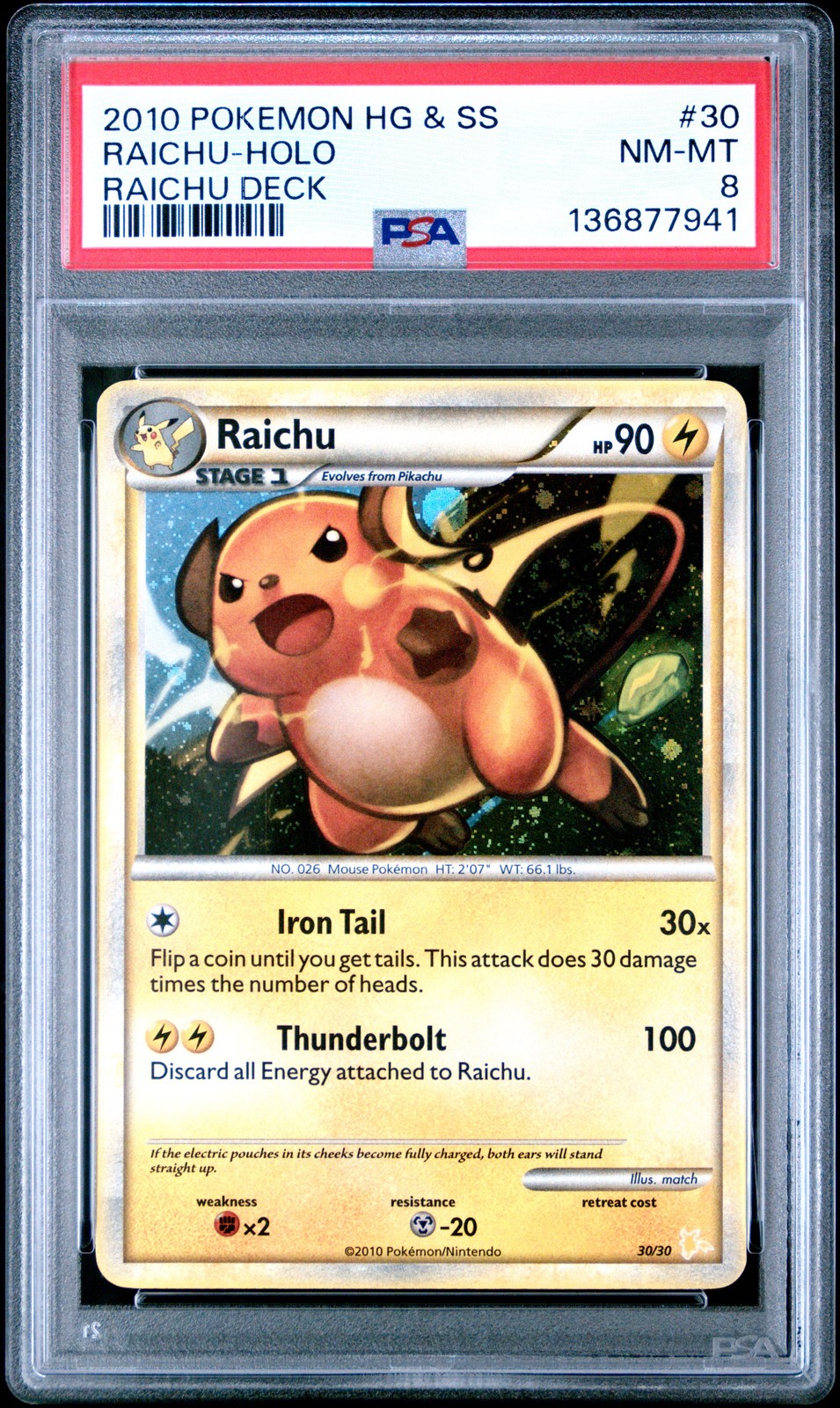 2010 Pokemon Heartgold & Soulsilver Raichu Deck Raichu-Holo 30