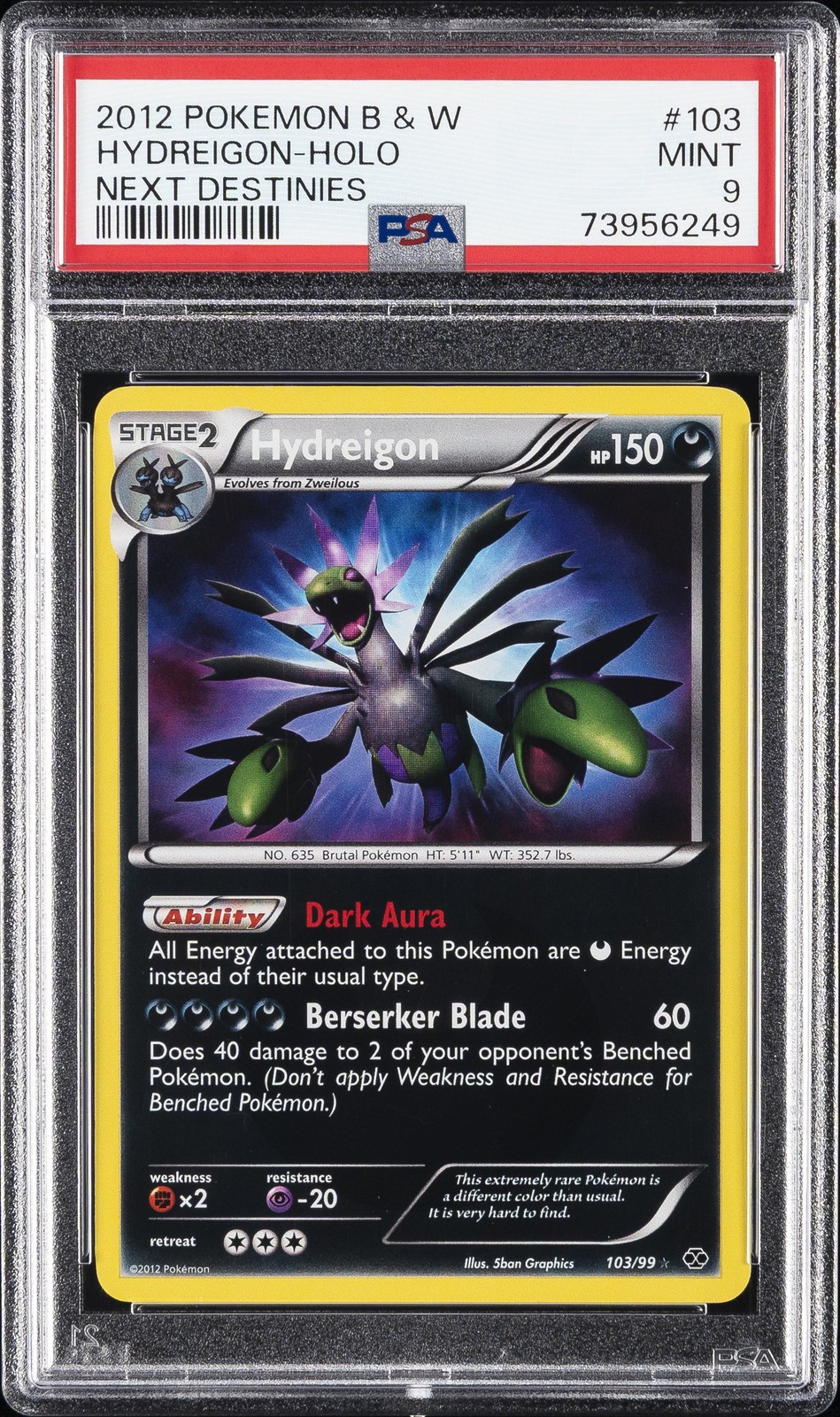 2012 Pokemon Black & White Next Destinies Hydreigon-Holo 103