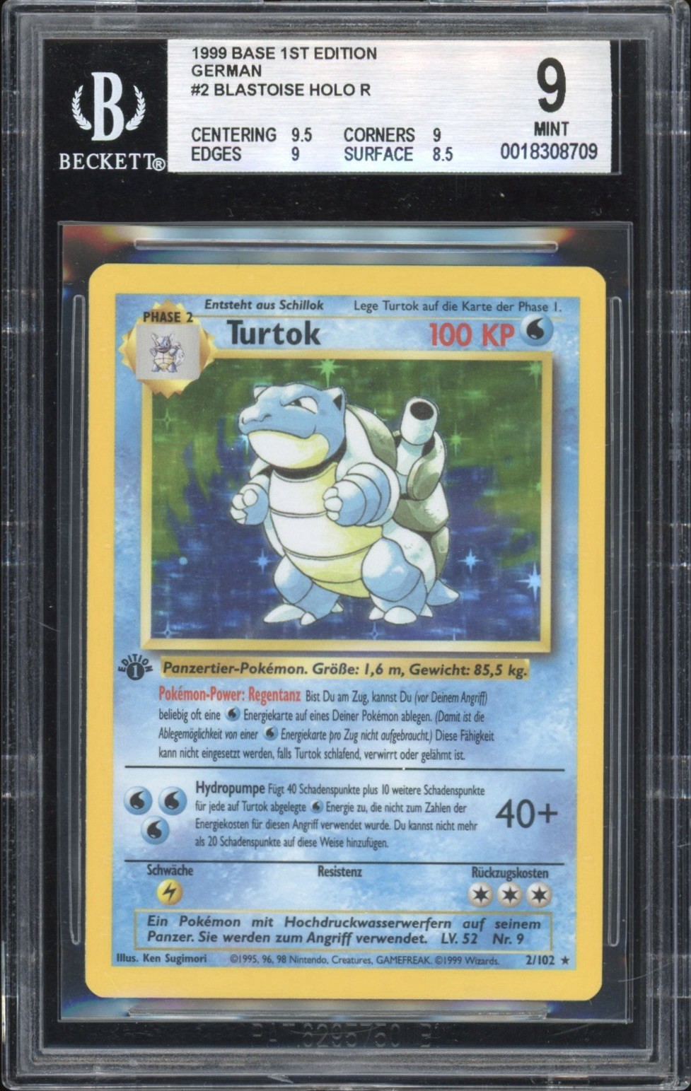 1999 Pokemon Base 1st Edition German Blastoise HOLO R 2