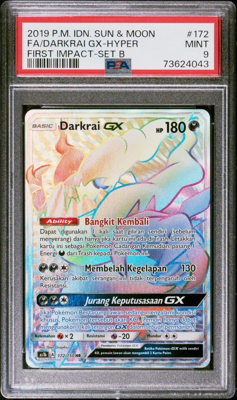 2019 Pokemon Indonesian Sun & Moon First Impact Full Art/Darkrai GX-Hyper Set B 172