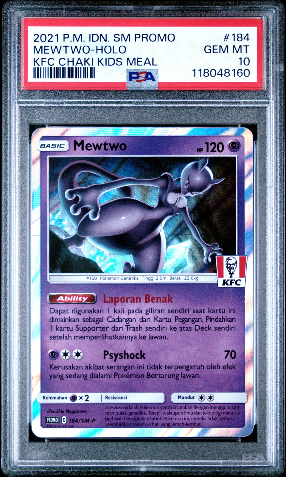 2021 Pokemon Indonesian SM Promo Mewtwo-Holo Kfc Chaki Kids Meal 184
