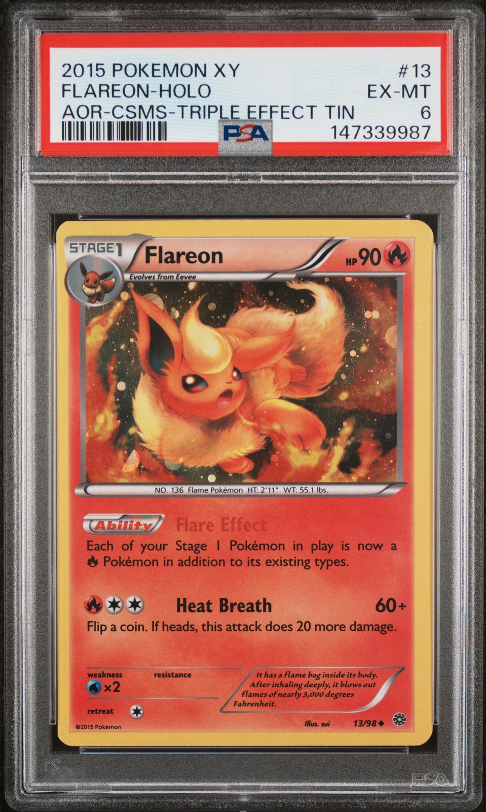 2015 Pokemon XY Ancient Origins Flareon-Holo Cosmos-Triple Effect Tin 13