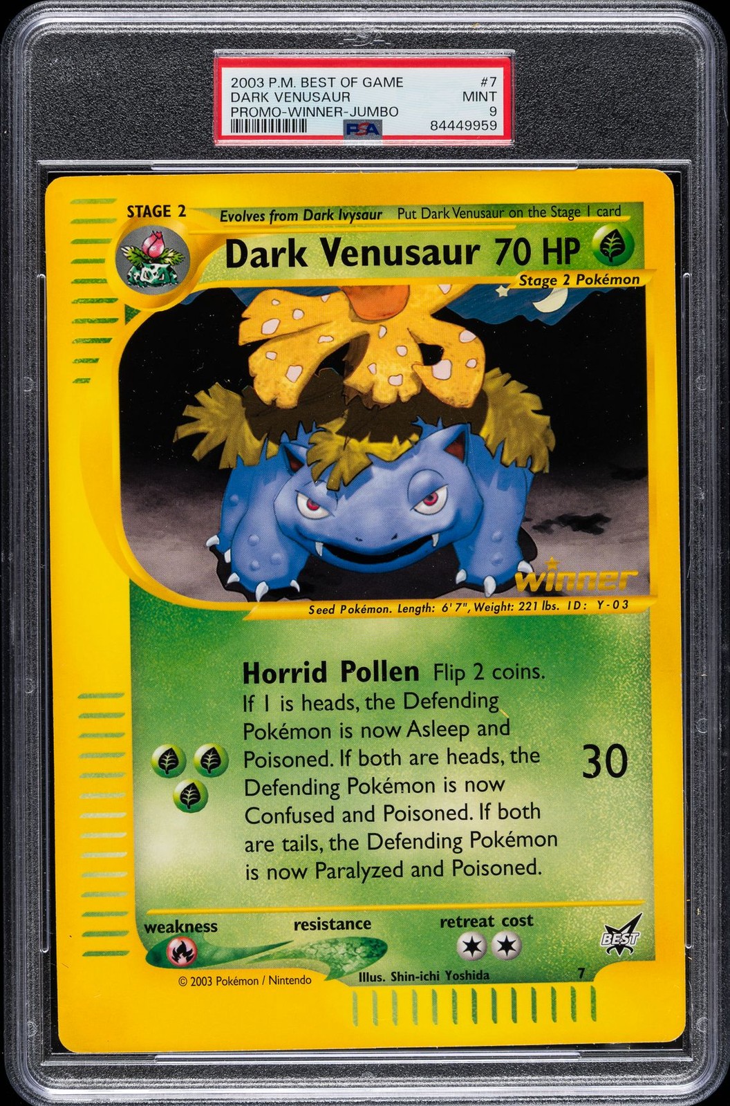 2003 Pokemon Best of Game Promo Dark Venusaur Winner-Jumbo 7