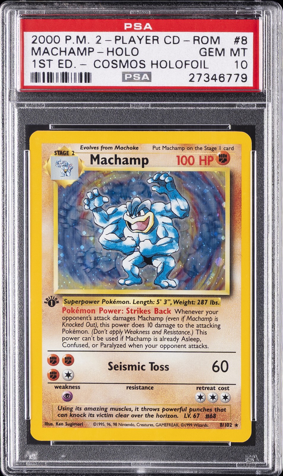 2000 Pokemon 2-Player CD-Rom Starter Set Machamp-Holo 1st Edition Cosmos Holofoil 8