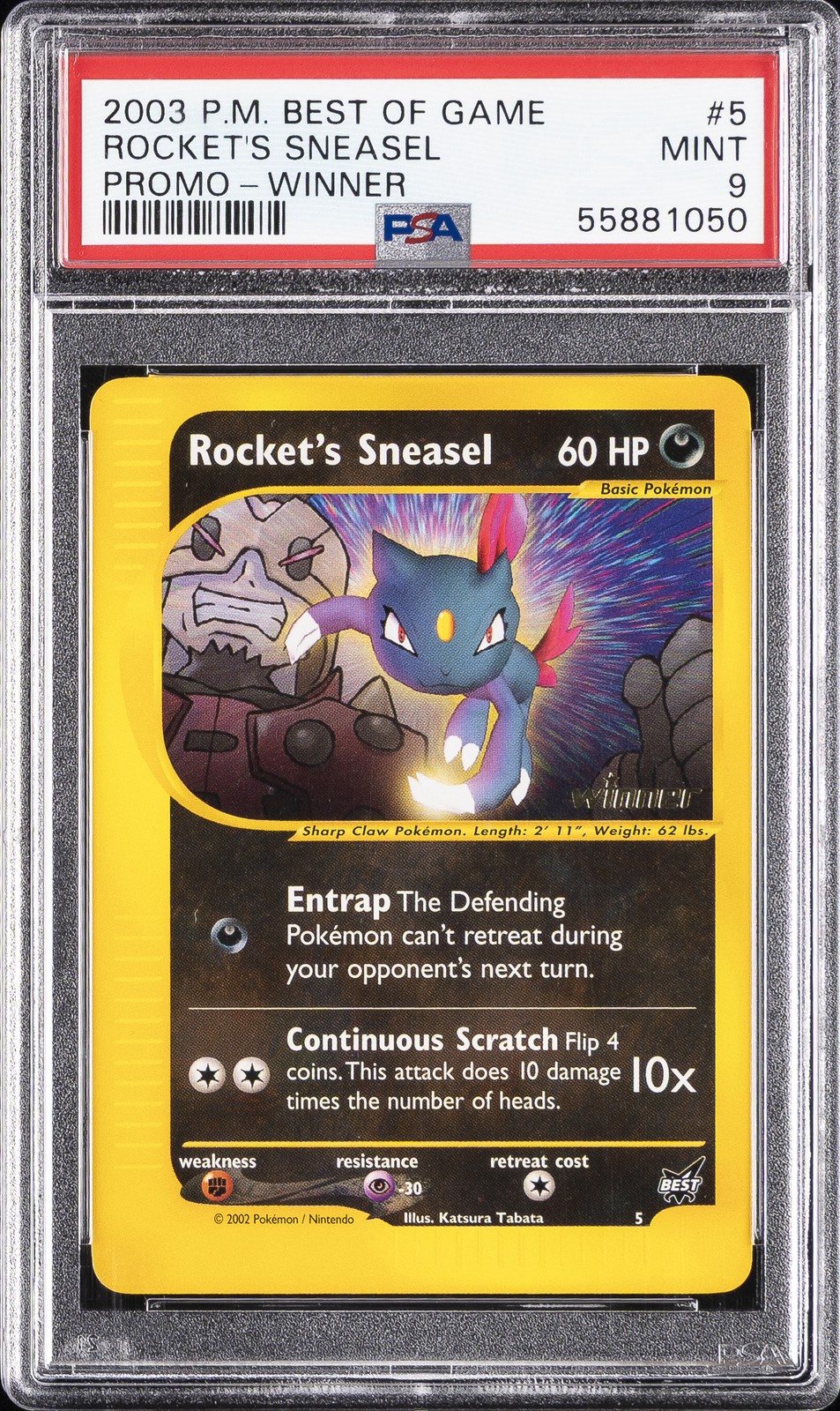 2003 Pokemon Best of Game Promo Rocket's Sneasel Winner 5