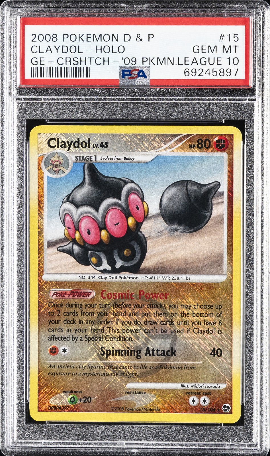 2008 Pokemon Diamond & Pearl Great Encounters Claydol-Holo Crosshatch-2009 Pokemon League 15