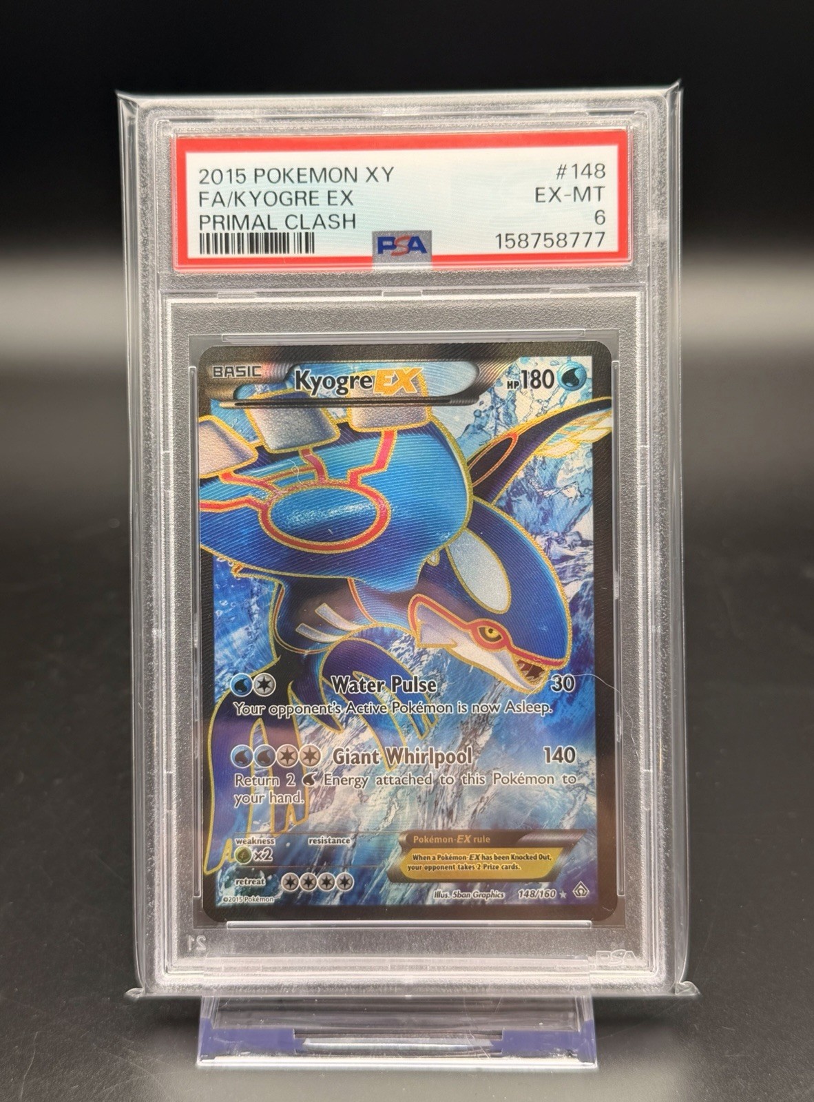 2015 Pokemon XY Primal Clash Full Art/Kyogre EX 148