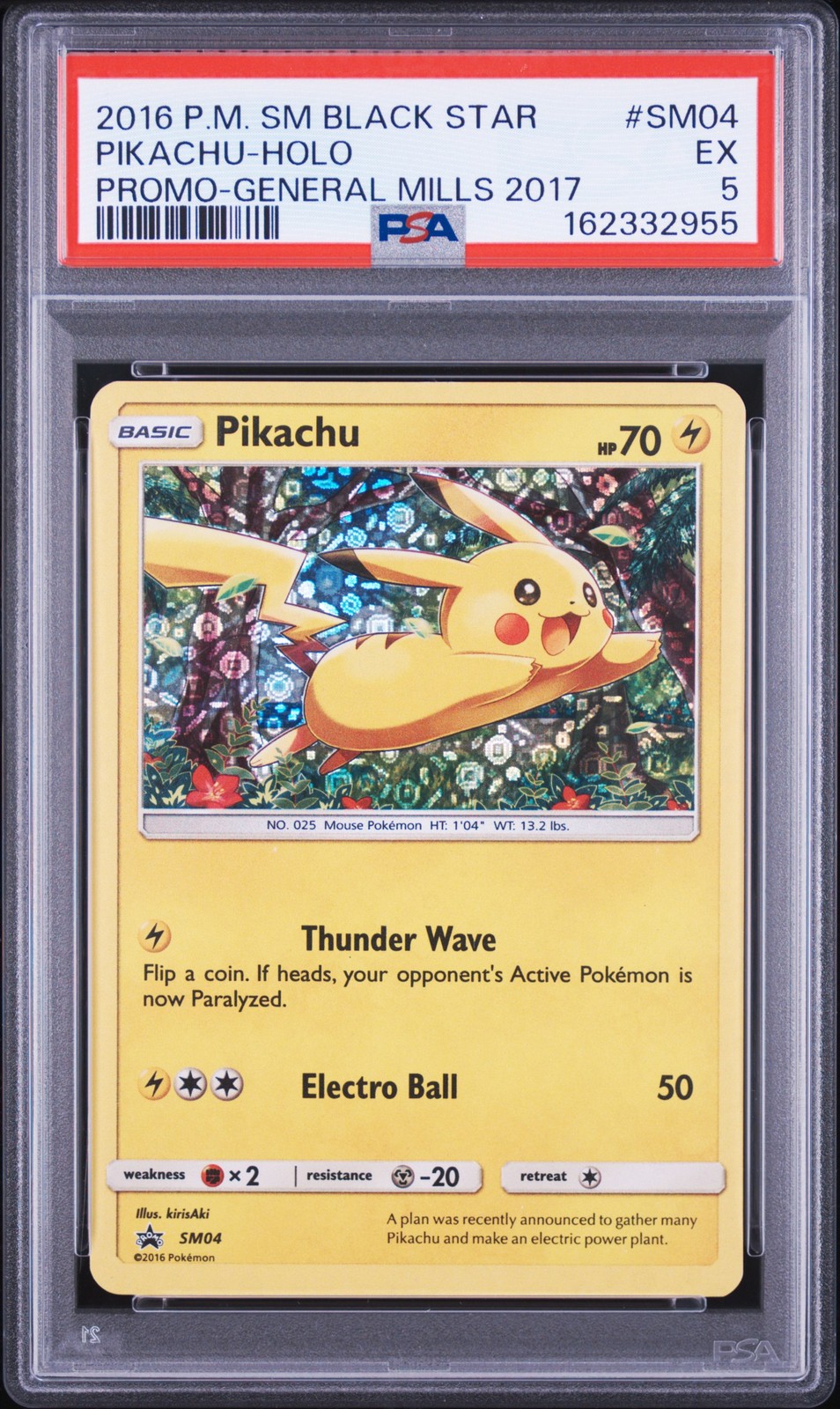 2016 Pokemon SM Black Star Promo Pikachu-Holo General Mills 2017 SM04