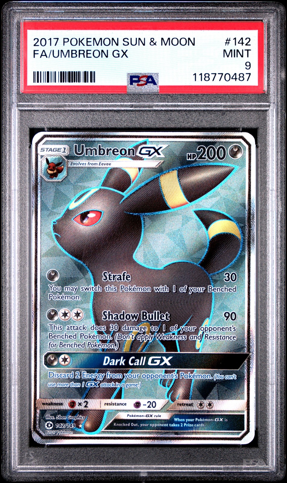 2017 Pokemon Sun & Moon Full Art/Umbreon GX 142