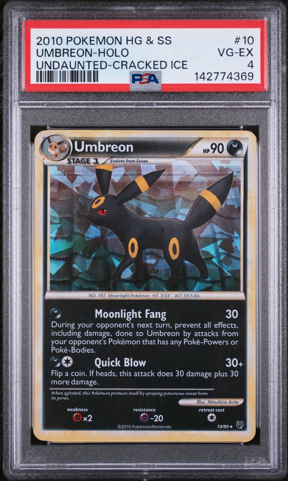 2010 Pokemon Heartgold & Soulsilver Undaunted Umbreon-Holo Cracked Ice 10