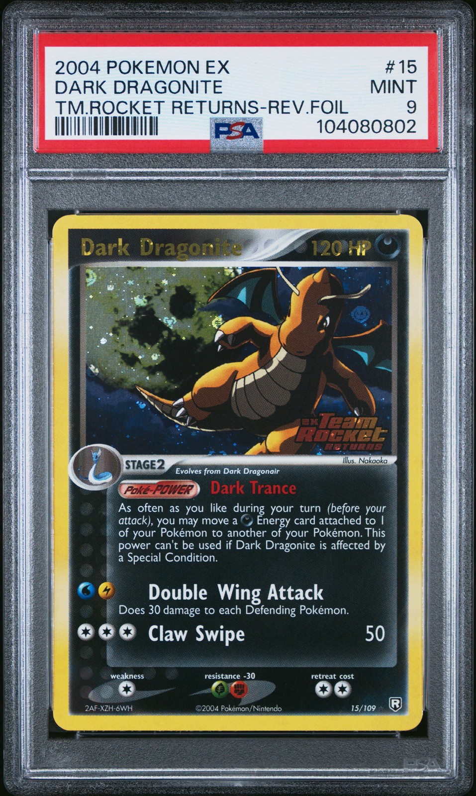 2004 Pokemon EX Team Rocket Returns Dark Dragonite-Reverse Foil 15
