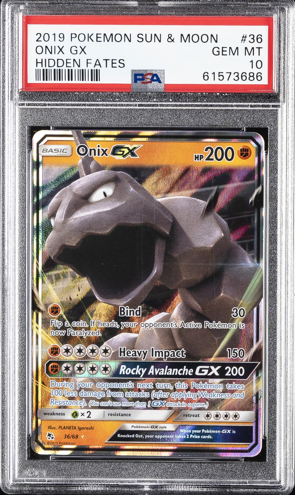 2019 Pokemon Sun & Moon Hidden Fates Onix GX 36