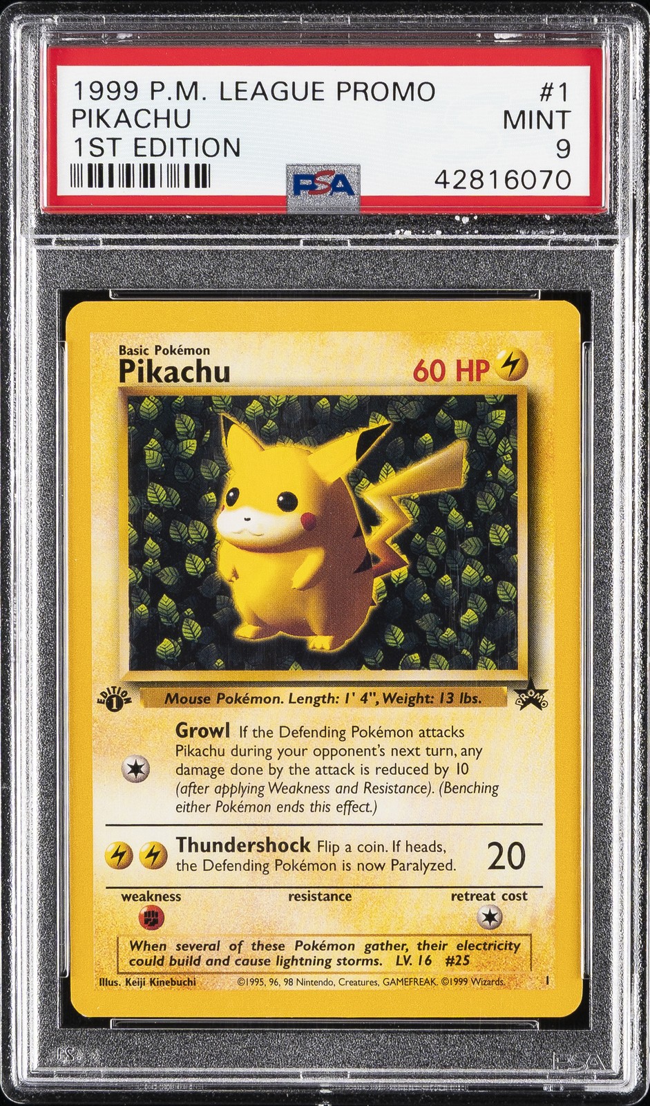 1999 Pokemon League Promo Pikachu 1st Edition 1