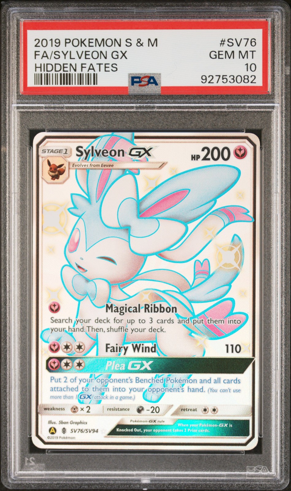 2019 Pokemon Sun & Moon Hidden Fates Full Art/Sylveon GX SV76