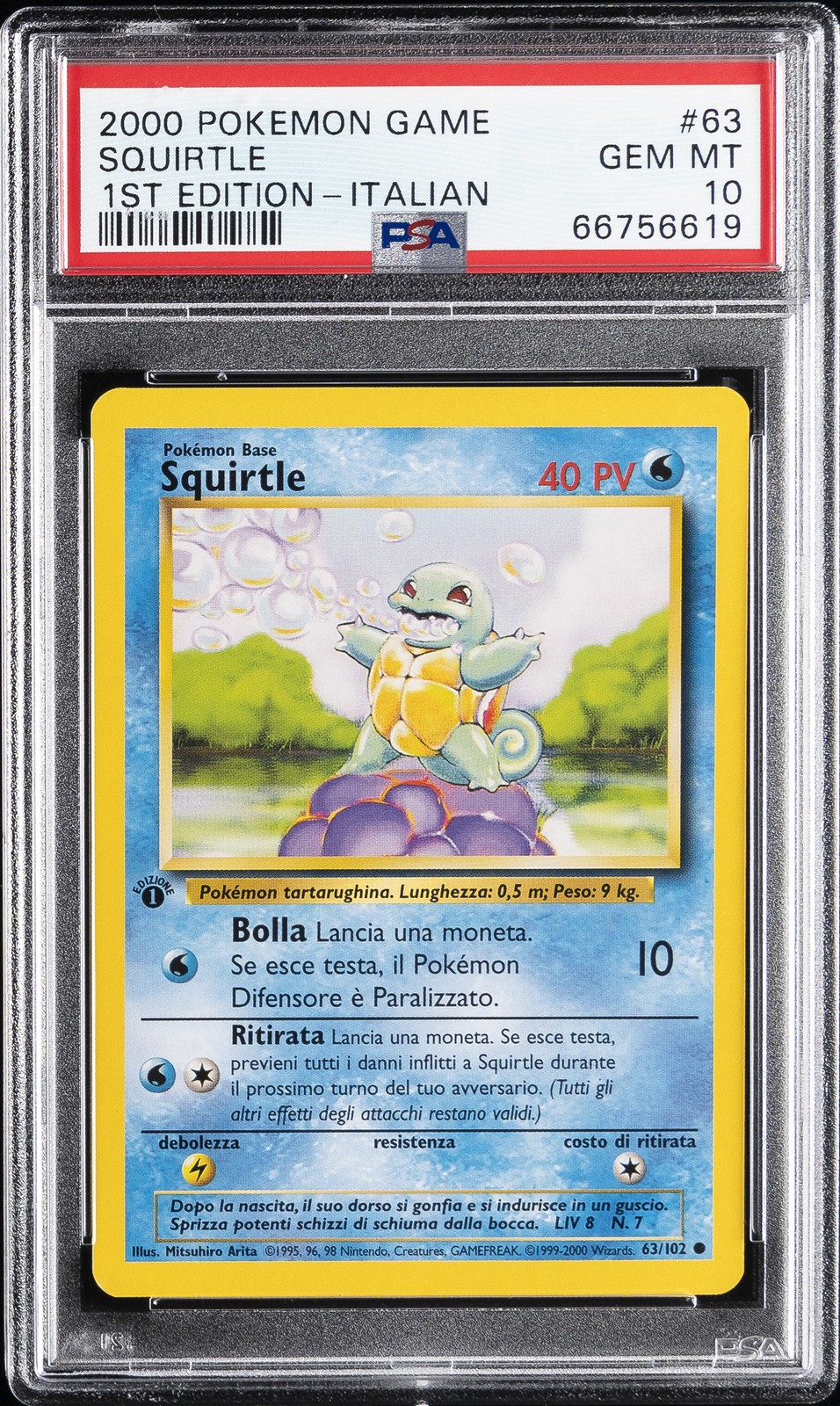 2000 Pokemon Game Squirtle 1st Edition-Italian 63