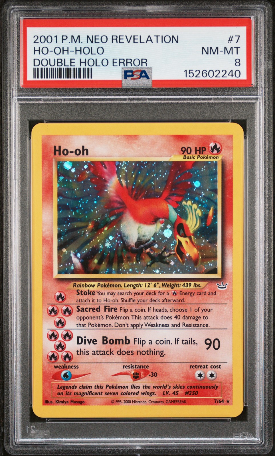 2001 Pokemon Neo Revelation HO-Oh-Holo Double Holo Error 7