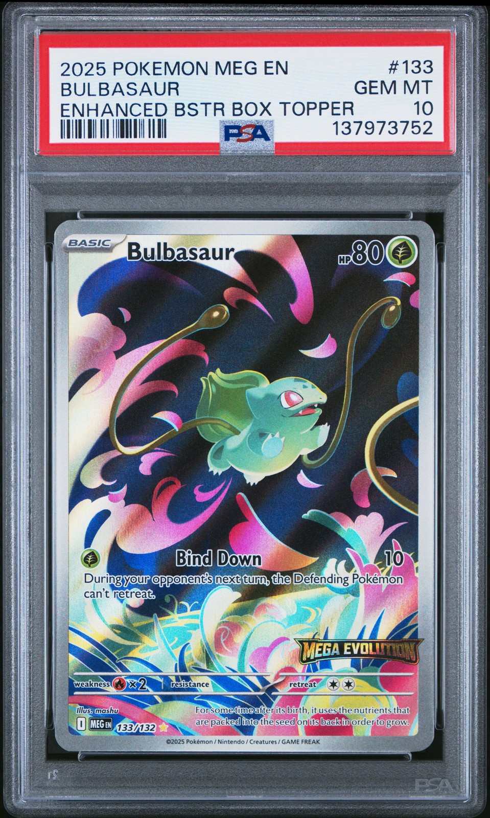 2025 Pokemon Meg EN-Mega Evolution Bulbasaur Enhanced Booster Box Topper 133