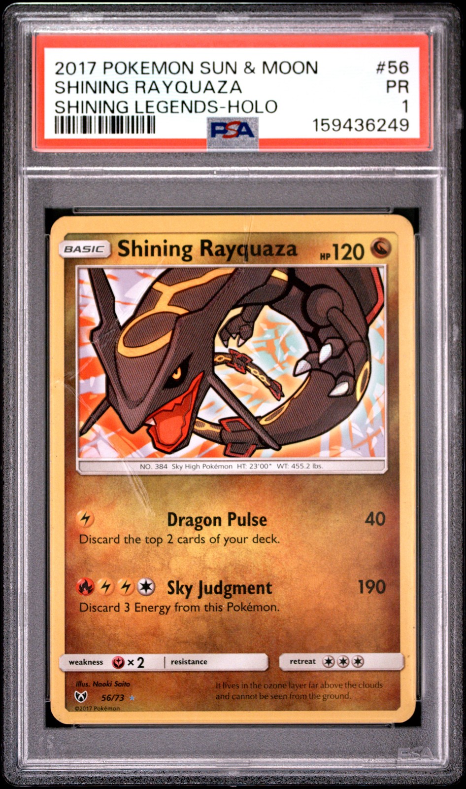 2017 Pokemon Sun & Moon Shining Legends Shining Rayquaza-Holo 56