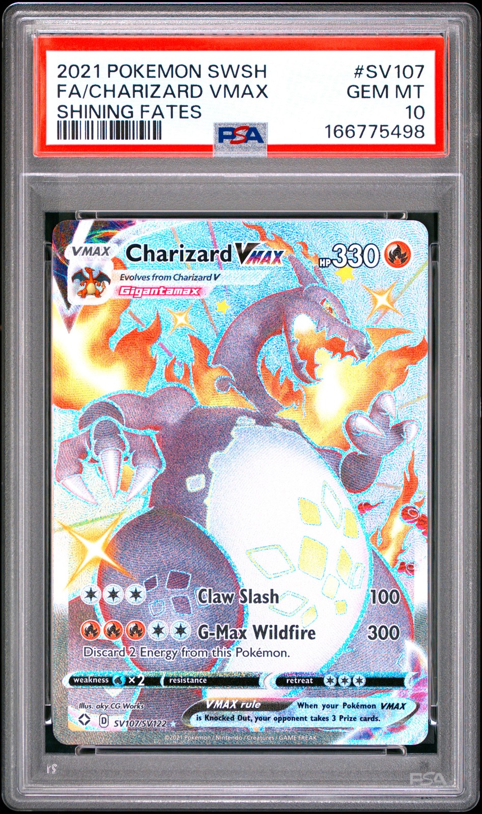 2021 Pokemon Sword & Shield Shining Fates Full Art/Charizard Vmax SV107