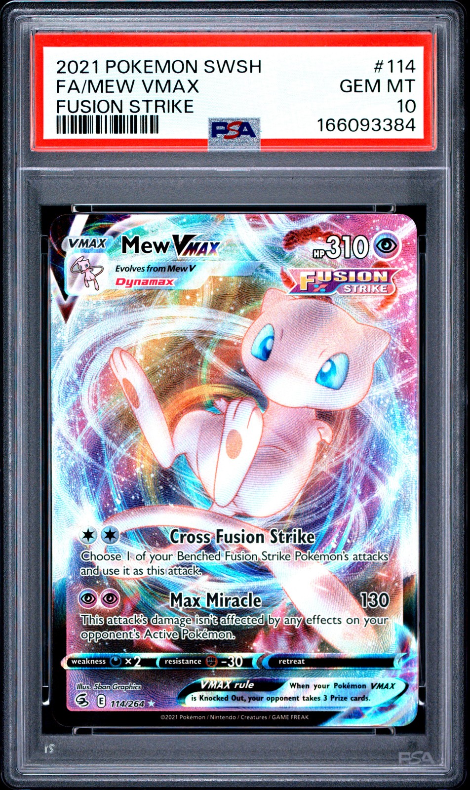2021 Pokemon Sword & Shield Fusion Strike Full Art/Mew Vmax 114