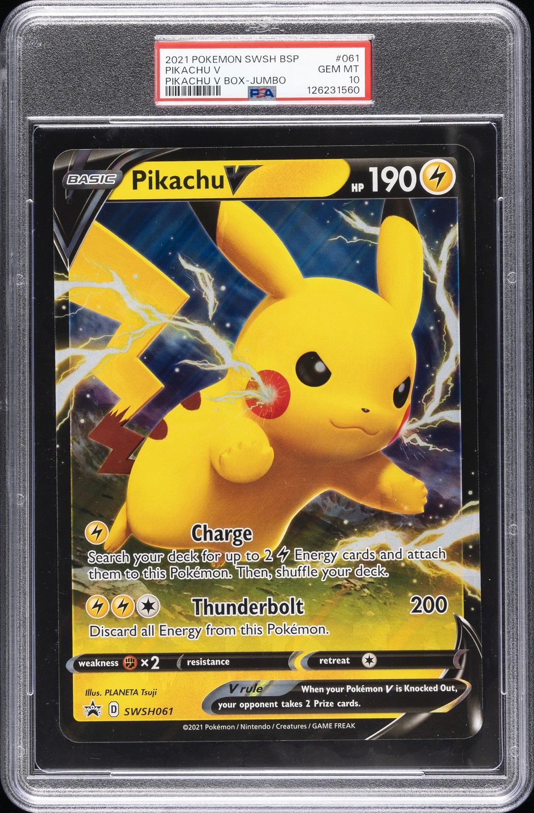 2021 Pokemon Swsh Black Star Promo Pikachu V Pikachu V Box-Jumbo 061