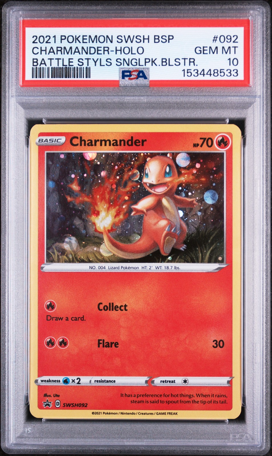 2021 Pokemon Swsh Black Star Promo Charmander-Holo Battle Styles Single Pack Blister 092