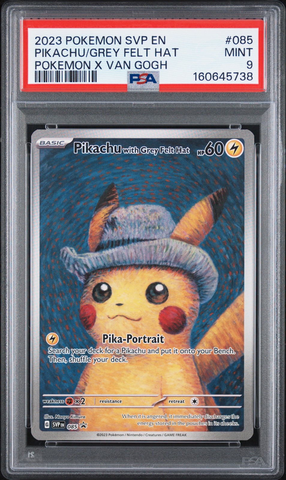 2023 Pokemon Svp EN-SV Black Star Promo Pikachu With Grey Felt Hat Pokemon X Van Gogh 085